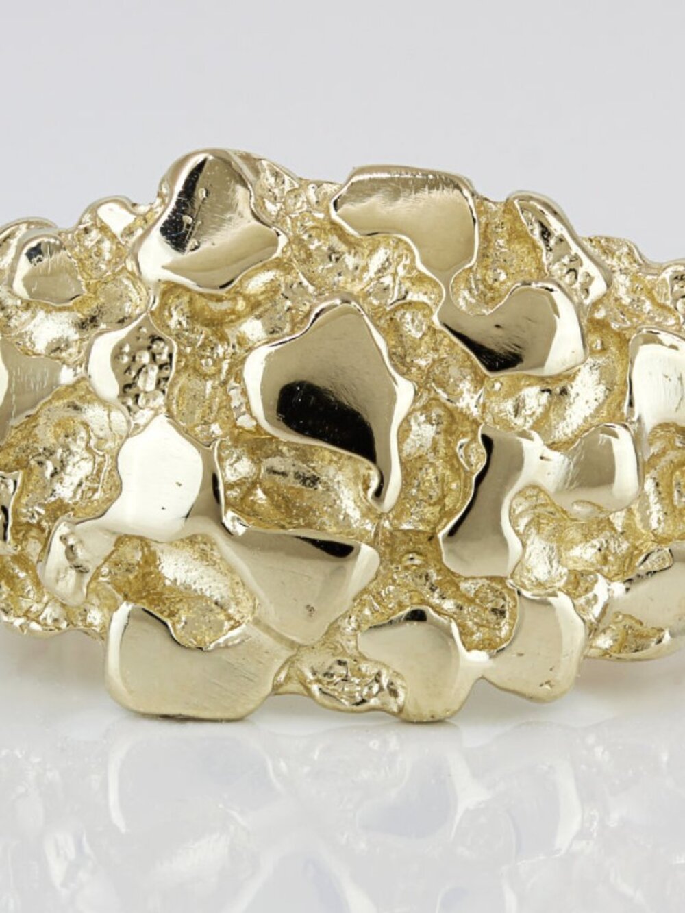 10k Yellow Gold Large Wide Chunky Nugget Style Ring by Nareg Jewelry